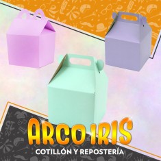 Cajita Feliz Pastel Lisa X 5 - 8 X 8 X 8 Cm Rosa-celeste-verde Marina-lila Gold Mundo