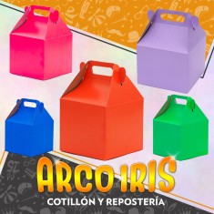 Cajita Feliz Lisa X 5 - 8 X 8 X 8 Cm Rosa-roja-celeste-azul-verde Manzana-violeta-negra Gold Mundo