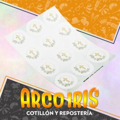 Comunion Stickers Green 12 X 10 - Planchas Gold Mundo