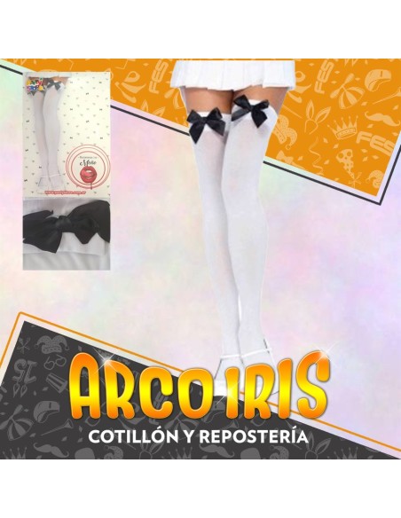 Medias Blancas Mono Negro Xu - Bucaneras Party Store