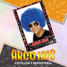 Peluca Afro Azul Xu - Party Store