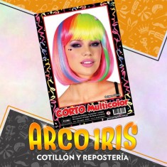 Peluca Corto Multicolor Xu - Party Store