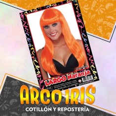 Peluca Largo Naranja Xu - Party Store