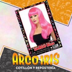 Peluca Largo Rosa Xu - Party Store