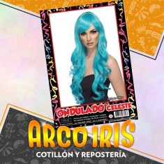 Peluca Ondulado Azul Largo Xu - Party Store