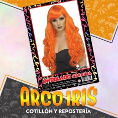 Peluca Ondulado Naranja Xu - Party Store