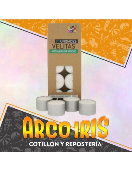 Noche Vela X 10 - Velitas Medianas 2.50 Cm Party Store