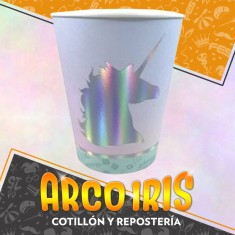 Vaso 180 Cc Unicornio Polipapel X 6 - Iridiscente Party Store