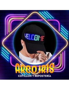 Luminoso Gorra Led Display Configurable Bluetooth Recargable - Programa Tu Frase Con El Celular Usb Bateria Recargable Incorp