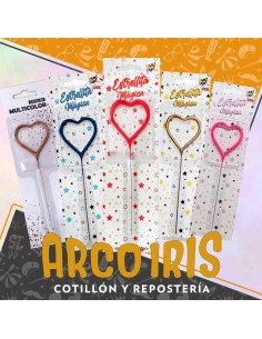 Vela Sparkles Corazon Xu +5-5% - Varios Colores Valentin Promo Por Cantidad Plata-dorado-rosa Gold-rosa-azul-rojo-estrellita