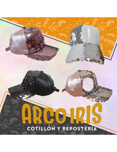 Gorro Gorra Con Lentejuelas 2 Colores Frente Y Visera Rosa Gold-rosa-blanca-negra