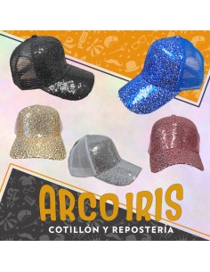 Gorro Gorra Con Lentejuelas Visera Y Frente - Azul-rosa-blanca-plata-dorada-celeste