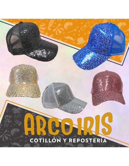 Gorro Gorra Con Lentejuelas Visera Y Frente - Azul-rosa-blanca-plata-dorada-celeste