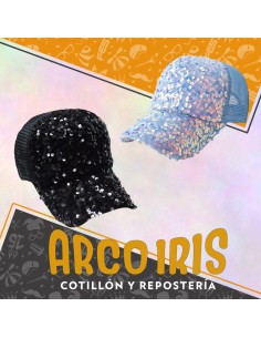 Gorro Gorra Con Lentejuelas Tornasoladas Visera Y Frente -rosa-blanca-beige-negra-celeste