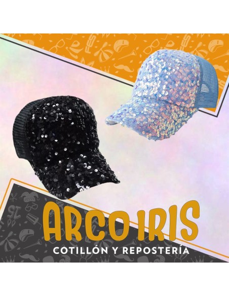 Gorro Gorra Con Lentejuelas Tornasoladas Visera Y Frente -rosa-blanca-beige-negra-celeste