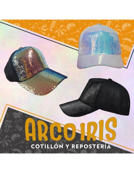 Gorro Gorra Con Mini Lentejuelas Visera Y Frente - Dorada-blanca-negra