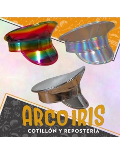 Gorro Boina Almirante Metal-tornasolado-plata-multicolor-blanco-gorra Marino/capitan