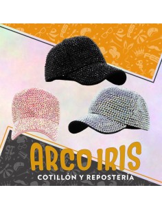 Gorro Gorra Strass Total Varios Colores-negra-plata-dorada-visera Stras-