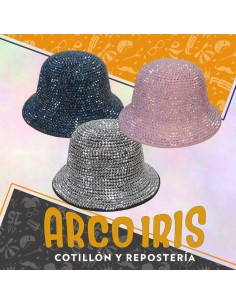 Gorro Piluso Rigido Strass Total - Varios Colores Plata-dorado-blanco-tornasolado-azul-negro-violeta 2