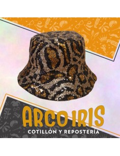 Gorro Piluso Con Mini Lentejuelas Animal Print - Dorado-negro-plata
