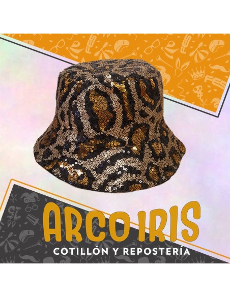 Gorro Piluso Con Mini Lentejuelas Animal Print - Dorado-negro-plata