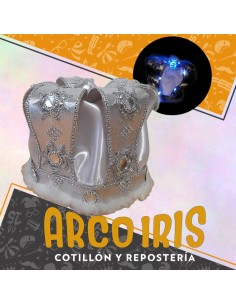 Corona Rey Lujo Con Luz Led Xu - Corona De Lujo Tipo Freddy Mercury Dorada/plateada Alambre-