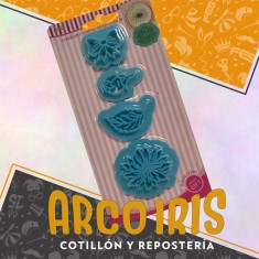 Cortante Y Marcador Plastico Flor/mono/hoja X 4 - Fondant Impression Mold