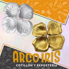 Petalos Tela Metal X 100 Aprox - Dorado Plateado Petalos Valentin Party Store