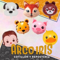 Mylar 18 Cabeza De Animales Metal/plastico Xu - 46 Cm Chino-capibara/carpincho/panda/zorro/abeja/vaca/caracol/tigre/sapo/del