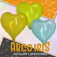 Mylar 18 Cristal Corazon Xu +5-5% 46 Cm Rojo-amarillo-verde-verde Agua Promo Por Cantidad