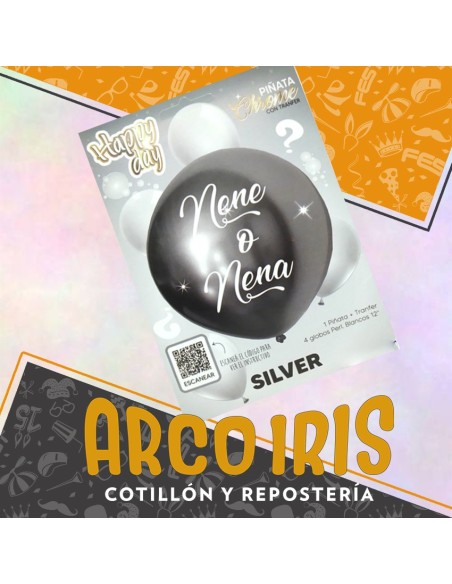 Pinata Set Silver Revelacion De Genero Contiene Pinata Chrome 4 Perlados Blancos 12 Tranfer Happy Day