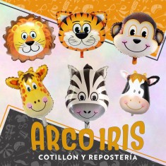 Mylar 18 Cabeza De Animales Metal/plastico X 10 - 46 Cm Chino-capibara/carpincho/panda/zoro/abeja/vaca/caracol/tigre/sapo/de