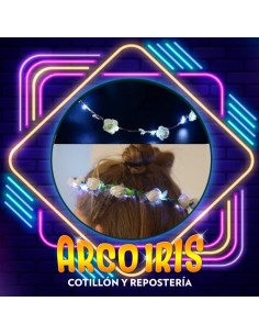 Luminoso Vincha Hippie Live X 10 - Primavera Corona Flores Con Hojas Led Party Store