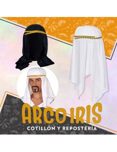 Gorro Jeque Arabe Con Tela Y Pasamaneria Xu - Blanco/negro