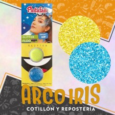 Maquillaje Glitter Fluo Pasta 2g X 2 - Amarillo/celeste Artistico Halloween Pintafan