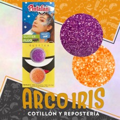Maquillaje Glitter Fluo Pasta 2g X 2 Naranja/violeta Artistico Halloween Pintafan