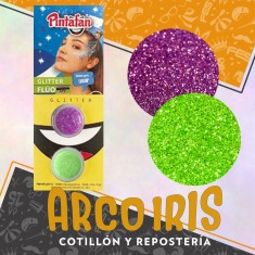 Maquillaje Glitter Fluo Pasta 2g X 2 Verde/violeta Artistico Halloween Pintafan