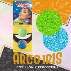 Maquillaje Glitter Fluo Pasta 2g X 2 Verde/celeste Artistico Halloween Pintafan