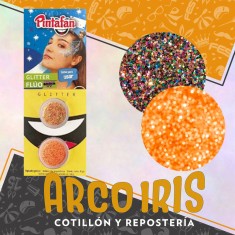 Maquillaje Glitter Fluo Pasta 2g X 2 Naranja/multicolor Artistico Halloween Pintafan