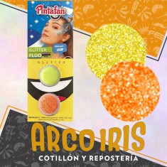 Maquillaje Glitter Fluo Pasta 2g X 2 Naranja/amarillo Artistico Halloween Pintafan