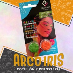 Kit Mini Fluo Verde-naranja - Brillo Sin Limite Kit Para Maquillaje 2 Maquillaje Glitter Fluo Strass