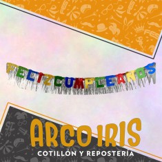 Guirnalda Holografica Feliz Cumpleanos Con Flecos Xu - Gape