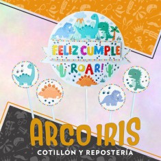 Topper Feliz Cumple Roar Xu - Dinos Roar 3d Pinches Decorativos Cake Topper 3d Rondi