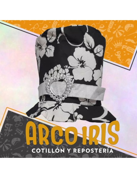 Gorro Galera Flor Blanca Y Negra