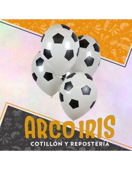 Globo Estandar Futbol Blanco Con Negro 12 X 8 - Full Impresos Tuky Standard Pelota Mundial Argentina