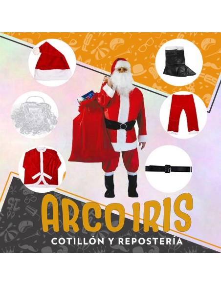 Disfraz Papa Noel Tela - Con Gorro Cinturon Y Botas Navidad