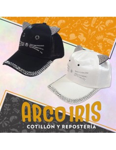 Gorro Gorra Con Stras Gatita Xu - Blanca O Negra Visera Stras Gato