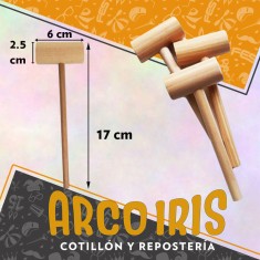 Martillo Madera Comun Chico Xu - 6 X 2.5 Cm X 17 Cm Alto Torta Pinata-madera-cake Sorpresa