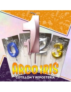 Vela Chupetin Numero Perlado Rosa Xu +10-20% Liquidacion Por Discontinuo - Promo Por Cantidad Tipo Diamante Happy Birthay Chi