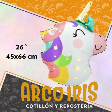 Mylar 26 Unicornio Pastel Metal Xu - 45 X 66 Cm Globo Metalizado Papel
